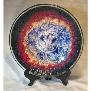 Iridescent Dichroic Art Glass Bowl 12.5” Diameter Signed JBG '98